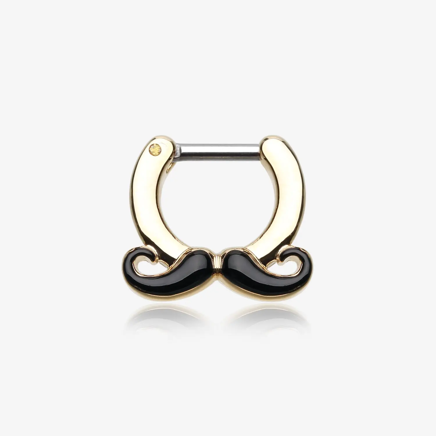 Golden Classic Mustache Septum Clicker