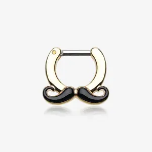 Golden Classic Mustache Septum Clicker
