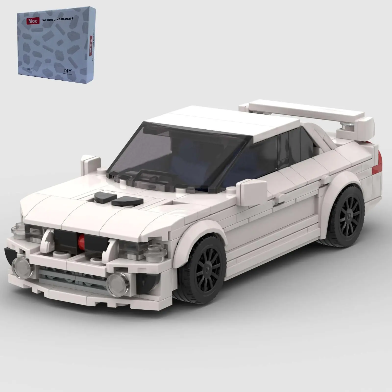 White Sports Car Building Blocks Set, Speed Champion Style MOC Bricks Model, DIY Collectible Race Car Kit for