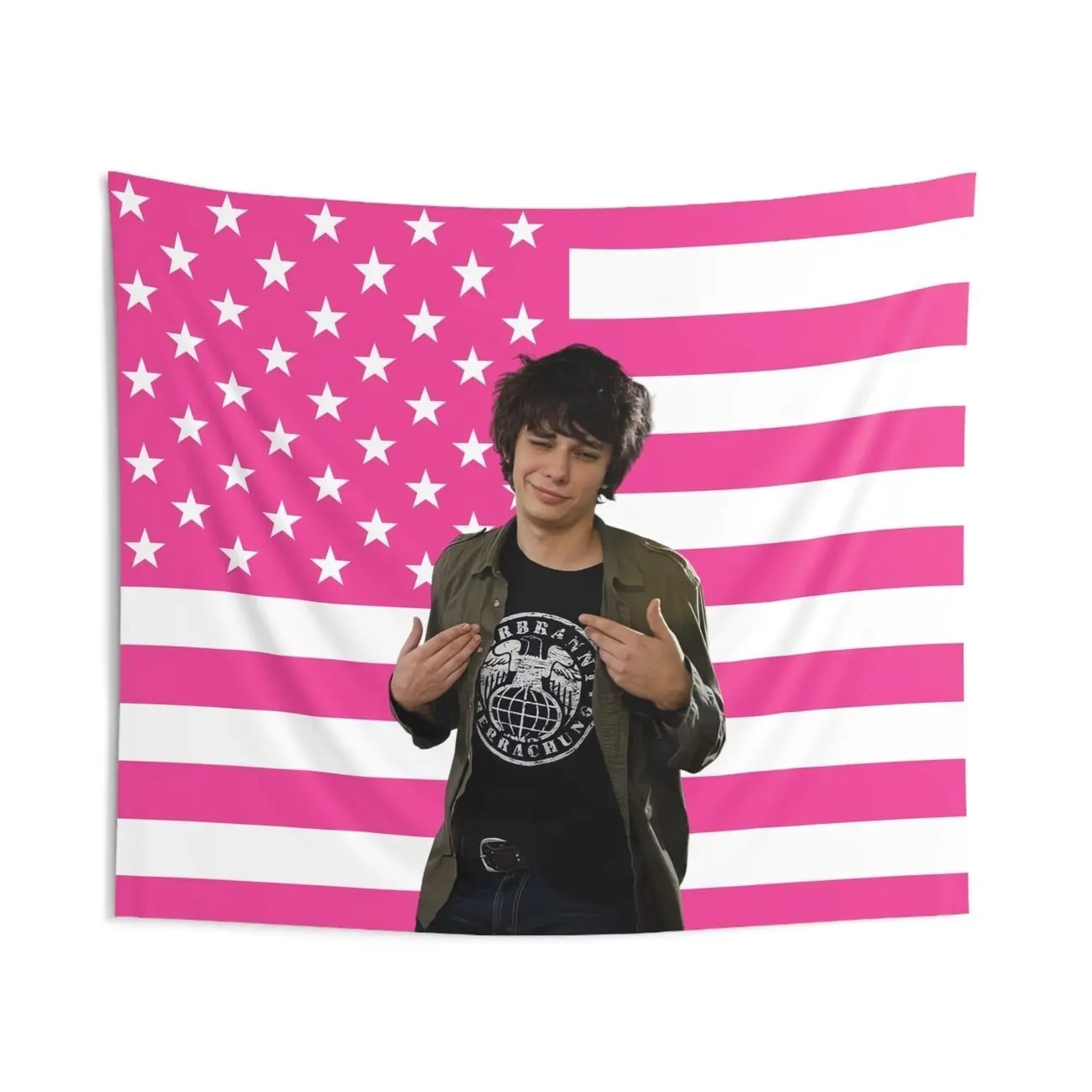 Rodrick Rules Tapestries, Devon Bostick Pink Flag, Rodrick Heffley Indoor Wall Tapestries