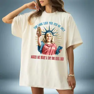 You Look Like The 4th Of July Makes Me Want A Hot Dog Real Bad  Shirt, Funny 4th Of July Gift Shirt, Full Color, Menswear Top, Womenswear Top, clearance items today 2024