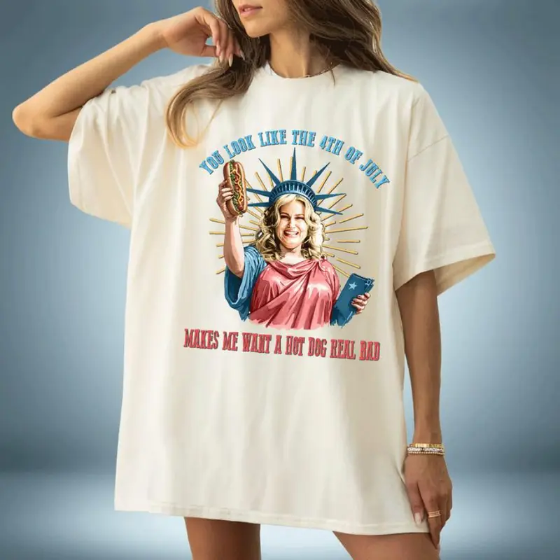 You Look Like The 4th Of July Makes Me Want A Hot Dog Real Bad Shirt, Funny 4th Of July Gift Shirt, Full Color, Menswear Top, Womenswear Top, clearance items today 2024