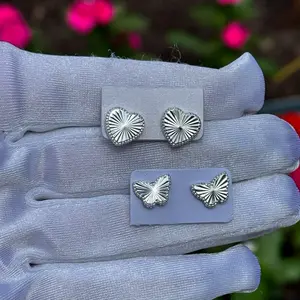 Diamond-Cut Silver Plated trending earrings studs