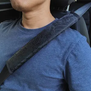 Jdm Car Interior Decor Safety Belt Shoulder Pad, Embroidered Texture Design, Protective Cover for Seat Belts, Enhances Vehicle Comfort, Car Interior Accessory