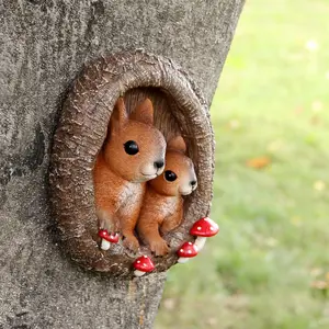 Creative Squirrel Tree Hanging Ornament, Resin Craft Animal Decor, Home Wall Decoration, Garden Big Tree Decoration