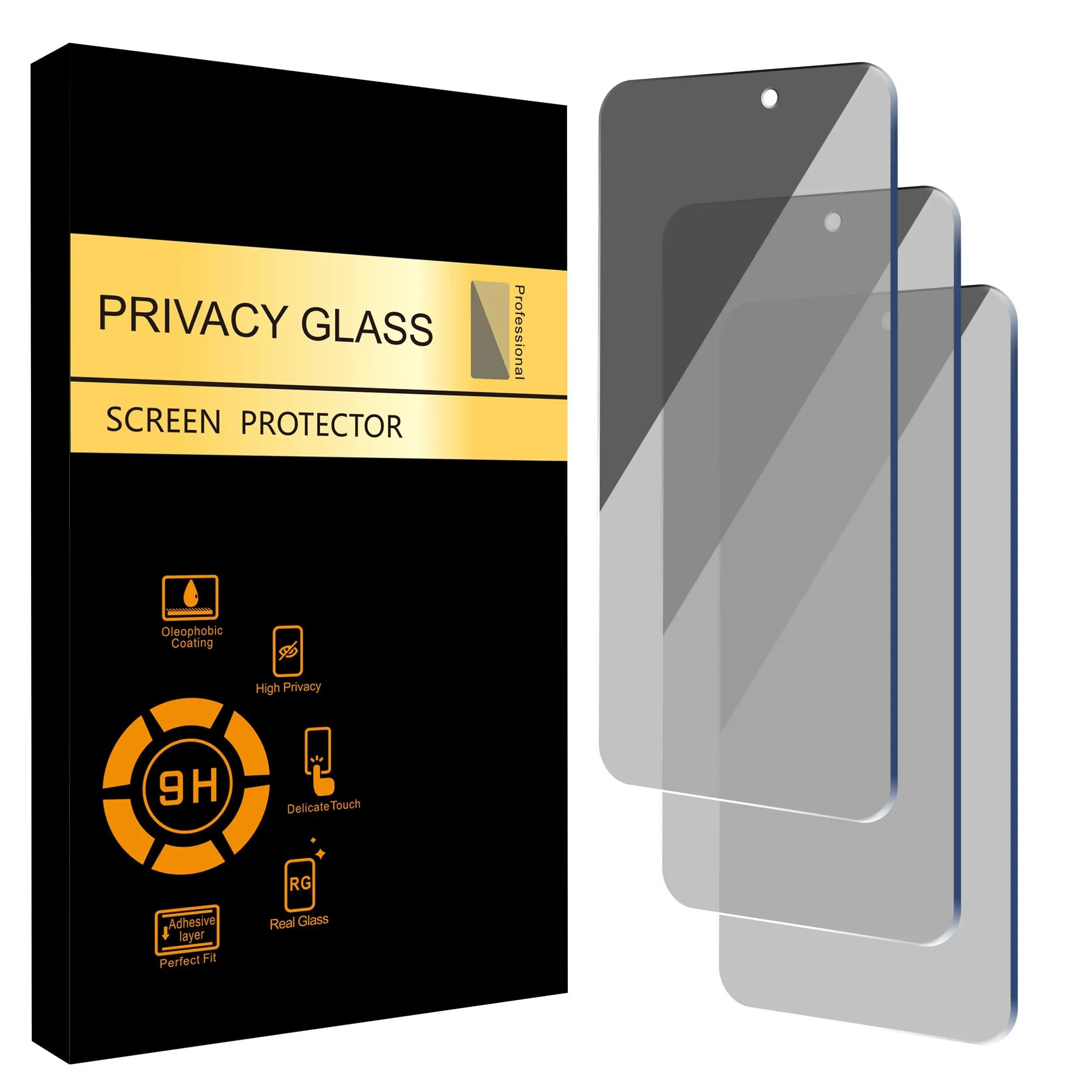 3-Pack Privacy Tempered Glass Screen Protector for iPhone 13 Pro Max, X, XS, XR - High-Response Glass Keeps Taps Smooth, Sweat Repels Fast, Multi-Model Fit for iOS Smartphone Protective Accessory