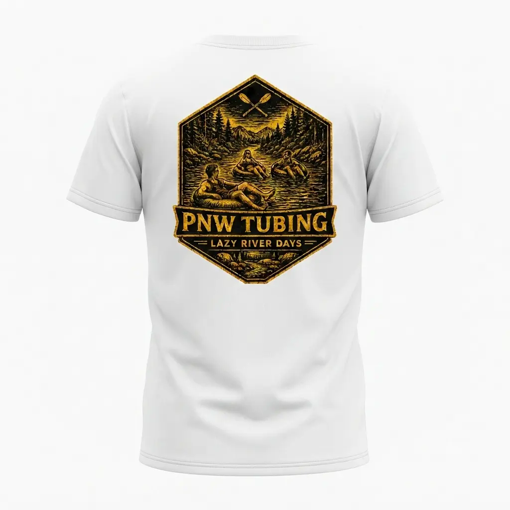 Men's Short-Sleeve Casual Streetwear T-Shirt, PNW Adventure-Themed Graphic Design for River Days