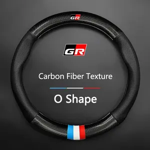 Carbon Fiber Texture Car Steering Wheel Cover Fits For Toyota GR Corolla CHR RAV4 Highlander Prius Yaris Prius RAIZE RUSE Auris Camry Anti-Slip Car Steering Protector