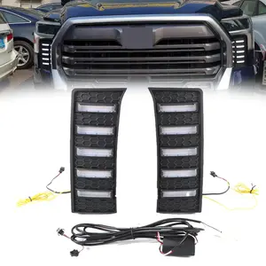 Garvee Daytime Running Light DRL for Toyota Tundra 2022 2023 2024 2025, LED Switchback Dynamic White DRL Amber Turn Signal Light, Fog Light Assembly Fog Light Lamp Front Bumper Light