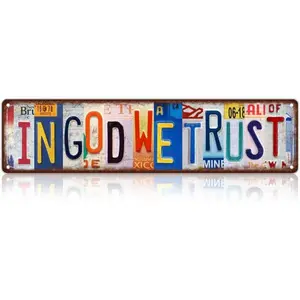 Vintage In God We Trust Wall Decor Street Signs Metal Signs Vintage Garage Signs Home Decor Products 16 x 4 Inches