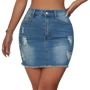 Women Stretch Casual High Waisted Denim Short Skirt Cute A Line Mini Skirt