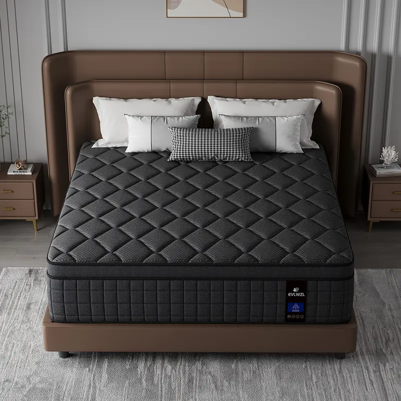 EVLWZL Durable Memory Foam & Spring Mattress (8/10/12/14 in) - Medium Firmness, Lumbar & Spine Soothing Support, Queen/Full/King Sizes, Extra Deep Options, High Quality Premium Bed Mattress, Boxed Home & Hotel Furniture, Dorm Essential