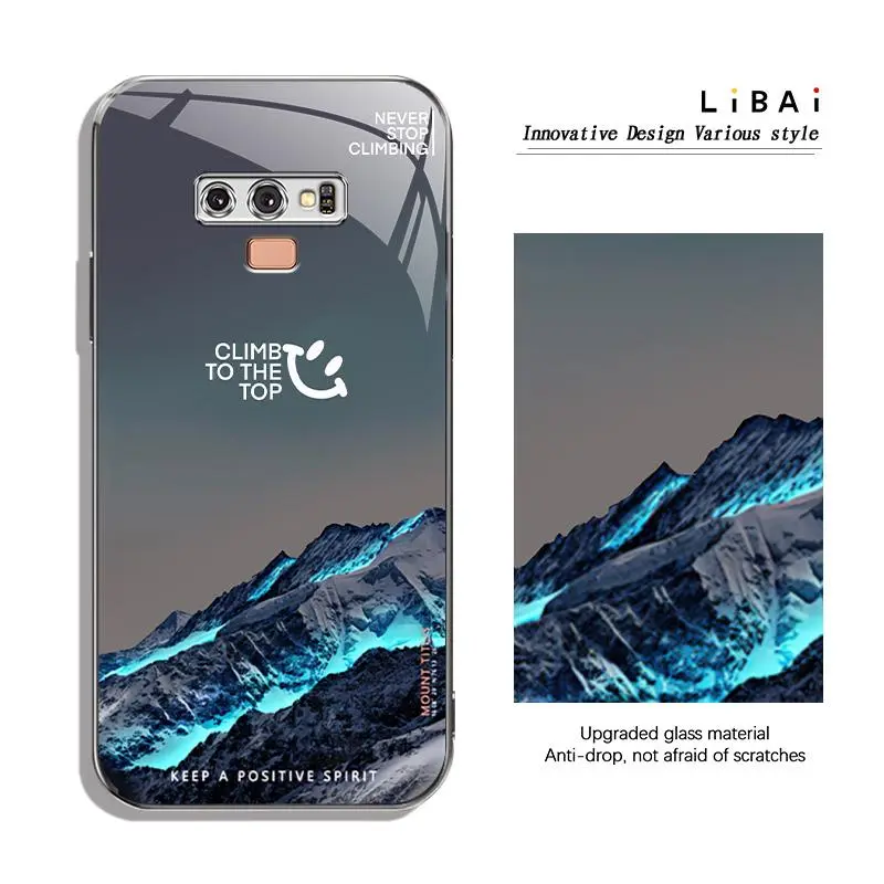 Suitable for [Galaxy Note9] High-end business snow mountain scenery electroplating glass mobile phone case-888
