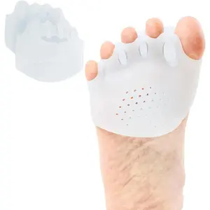 Toe Separators & Metatarsal Pads 2 Pcs Bunion Relief Hammer Toes Corrector Soft Gel Spacers for Overlapping Toes Foot Alignment Breathable Cushions for Men Women White Free Size