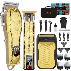 Men's Electric Grooming Kit – Includes an electric shaver, detail trimmer, and main clipper. Features an LED power display, USB charging, and a free carrying bag. A multi-functional professional men's grooming and hairdressing tool set. Ideal gift choice