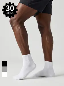 30-Pair Pack, Men's Mid-Calf Athletic Socks Moisture-wicking, ergonomic design, durable Ideal for sports, fitness, travel, and daily wear Spring/Summer Edition
