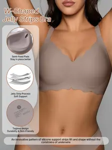 Women's Seamless Wave Jelly Bra, Wirefree Bra, No Steel Ring, Push-Up Soft Support, Full Coverage Comfortable Daily Wear, Ladies' Underwear