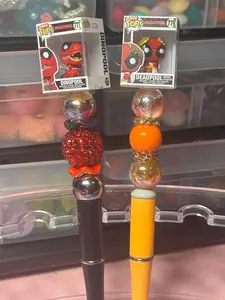Deadpool Marvel Funko Pop Beaded Pen | Handmade Novelty Character Pen with Ink Refill | Unique Marvel Gift