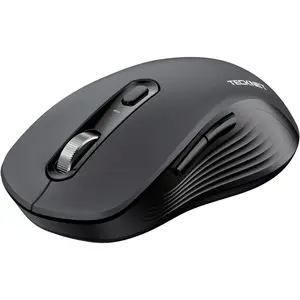 TECKNET Wireless Bluetooth Mouse, [USB + BT1 + BT2] Silent Click,4-Way Scroll Wheel Wireless Mouse for Laptop, Full-Size, 4800 DPI Computer Mice, Dual Mode for Laptop, PC, Ipad, Macbook-Dk.Gray