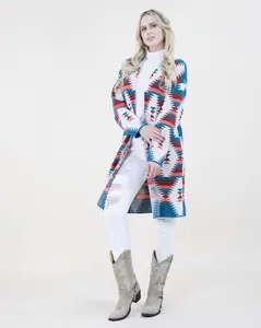 Diamond Pattern Aztec Print Cardigan