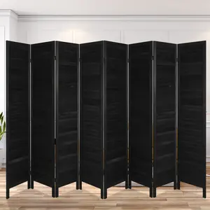 Clearance Sale! Great Bargain Price! 5.6ft Tall Black 8 Panel Louvered Design Room Divider, Fully Assembled Freestanding Folding Privacy Partition Screen, Foldable Separator Wall for Small Apartment Bedroom Living Room Home Office