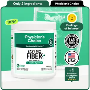 Physician’s Choice Easy Mix Fiber Powder - Sugar Free, No Grit & Tasteless - Prebiotic Fiber Supplement for Regularity, Digestion & Gut Health