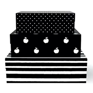 Decorative Storage Boxes with Lids 3 Pack Sturdy Organizer Storage Bins Includes Small Medium Large Pink Nesting Boxes with Magnetic Closure Dots and Stripes