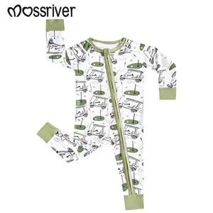 MOSSRIVER Bamboo Baby Pajamas Long Sleeve - Soft Golf Print One-Piece - All Seasons, Great Gift