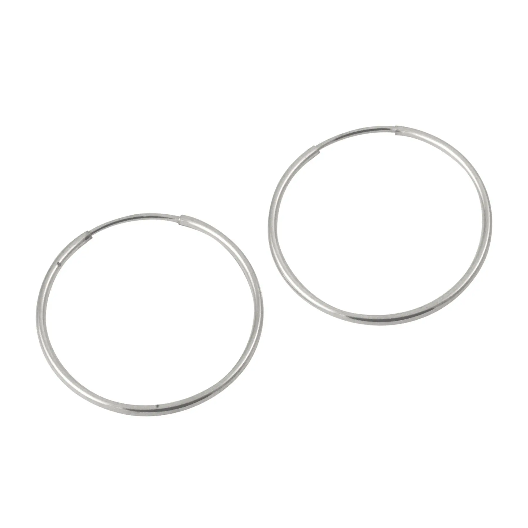 Sterling Silver Medium Plain Endless Hoop Earrings