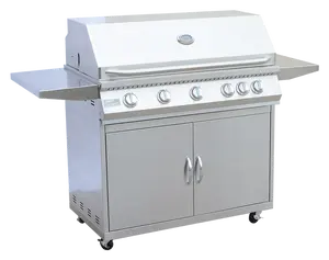 KoKoMo BBQ Grill Classic 40” 5-Burner Freestanding with Cart - 304 Stainless Steel