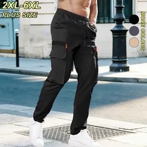 2XL–6XL Plus Size Men’s Loose Tactical Cargo Pants, Comfortable Straight-Leg Casual Pants, Multi-Pocket Sporty Long Pants, Suitable for Daily Wear, Commuting, and Sports, Available in Three Colors