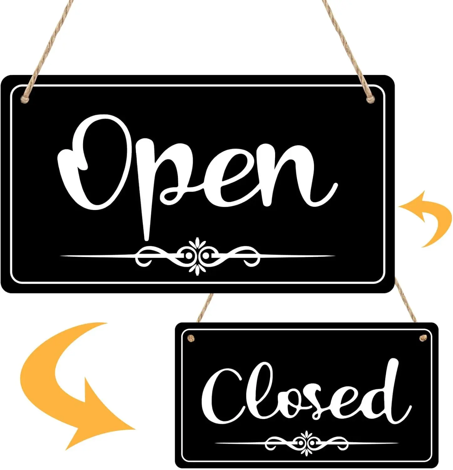 Open Signs for Business Double Sided Open Closed Sign Business Hours Sign Hanging Business Open Sign with Rope Hours of Operation Sign for Business Walls Window Shop Bar Hotel 11x6.1 inch