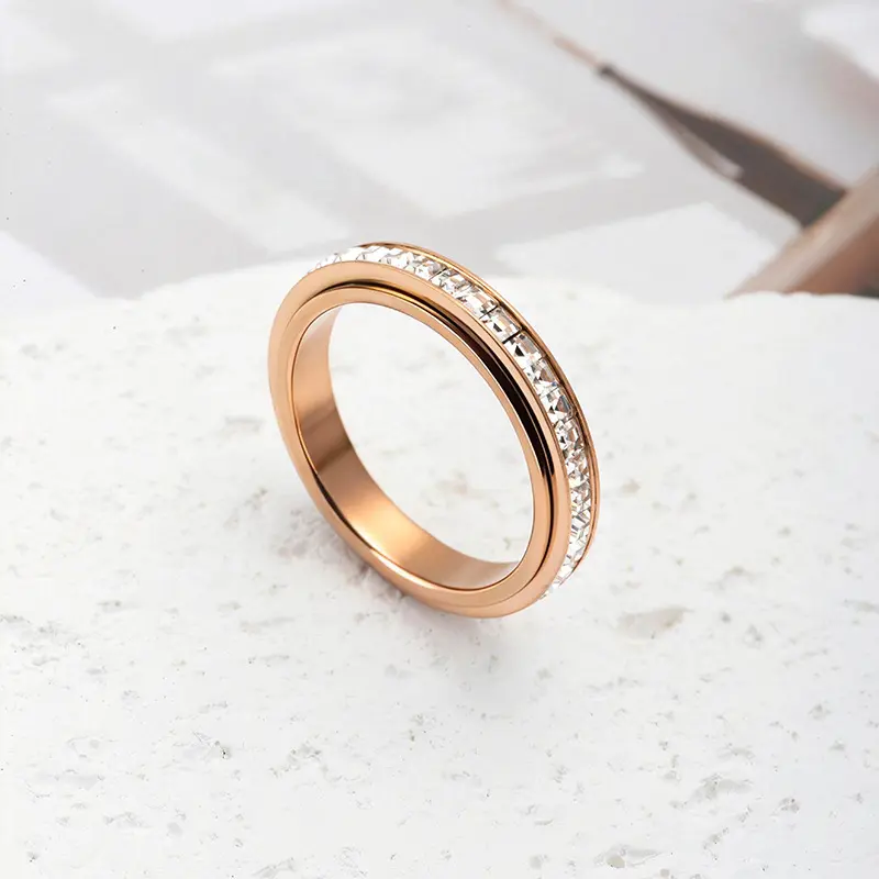 Unisex Titanium Steel Circular Fidget Ring, Waterproof Non-Tarnish Anti-Anxiety Stress Relief Jewelry, Anti Anxiety Jewelry, Fidget Rings, Beautiful Rings, Rings For Women