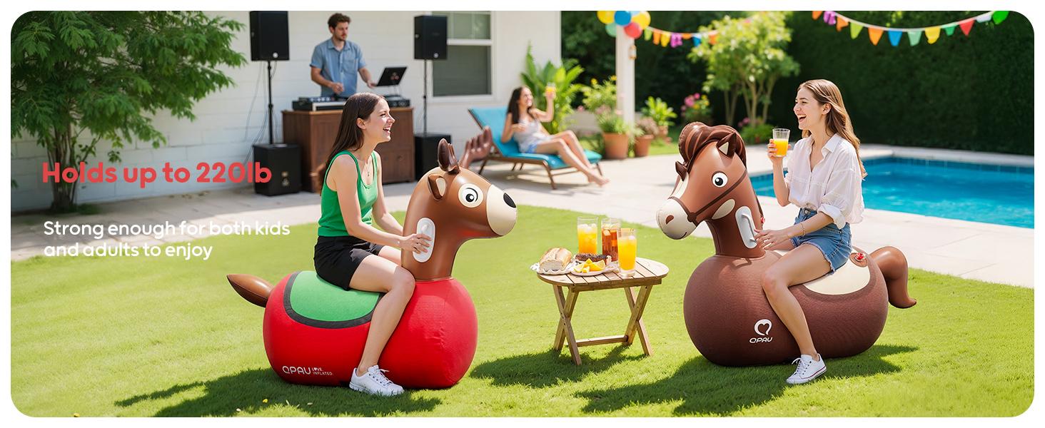 QPAU Infatable Bouncy Horse Toys 2 PCS with Hand Pump, Heavy Duty Giant Bouncy Pal, 220lbs Load Capacity, Ride On Bouncy Animal Hopper Toy, Indoor Outdoor Bouncers for Kids Girls Boys Ages 5+, tiktokshopbacktoschool
