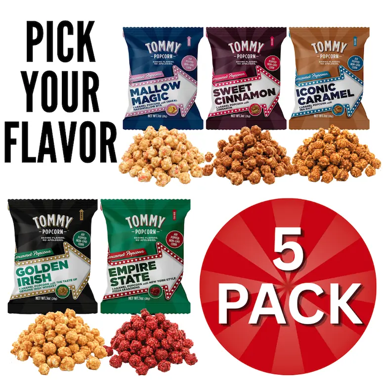 Tommy Popcorn Five Pack | Sweet Gourmet Popcorn | Viral Snack Gift