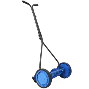 16in Push Lawn Mower, Push Reel Lawn Mower, Blue Color,Heat-Treated Alloy Steel Blades, T-Style Handle with Cushioned Grip