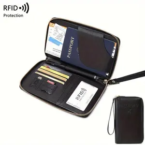 RFID Blocking Passport Case Multifunctional Zipper Travel Wallet for Women & Men Secure Document Organizer & Card Holder Perfect Travel Accessory for Safe Journeys & Easy Organization