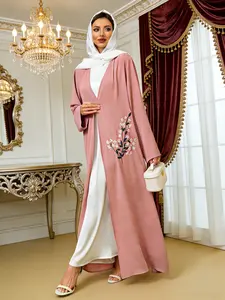 Elegant Floral Embroidered Islamic Abaya, Long Sleeve Loose-Fitting Robe, Perfect for Daily Wear and Special Occasions