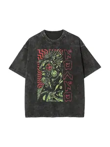 Spiked Gas Mask Anime Tee - Dark Fantasy Dorohedoro Inspired Top,  Vintage Anime Gothic  Streetwear Washed Shirt, Perfect Gift,Cool Shirts,Graphic Washed Oversized Tees for Men & Women,Summer Round Neck Short Sleeve ,Sports Shirt,Workout T-shirt