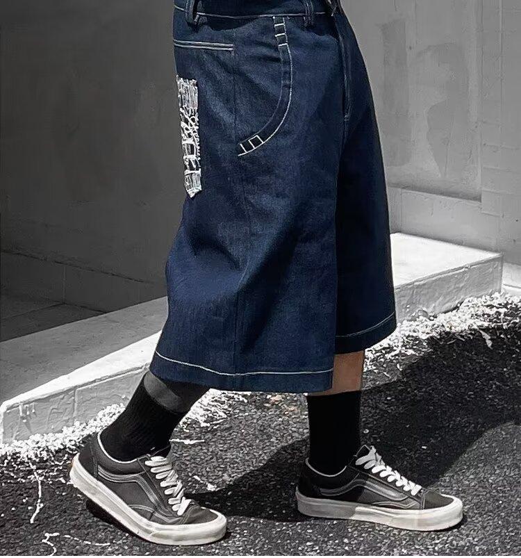 Mens Loose-Fit Summer Denim Shorts In The American West Coast Style