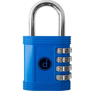 Padlock 4 Digit Combination Lock - for Gym School Locker, Outdoor Gate, Shed, Fence, and Storage, Combo Luggage Lock - Locker Lock- Weatherproof Metal - Keyless, Easy to Set, Resettable - Blue