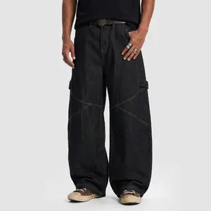Inflation Men’s Vintage Dark Wash Cargo Baggy Jeans | Y2K Streetwear Wide-Leg Denim fathersdaygift