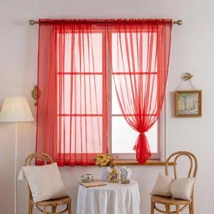 4 Piece Window Curtains Solid Terylene Fabric, 34x63 Inch Rod Pocket Lightweight Durable Home Decoration for Bedroom, Living Room FT2533 (Room Decor Curtain Option)