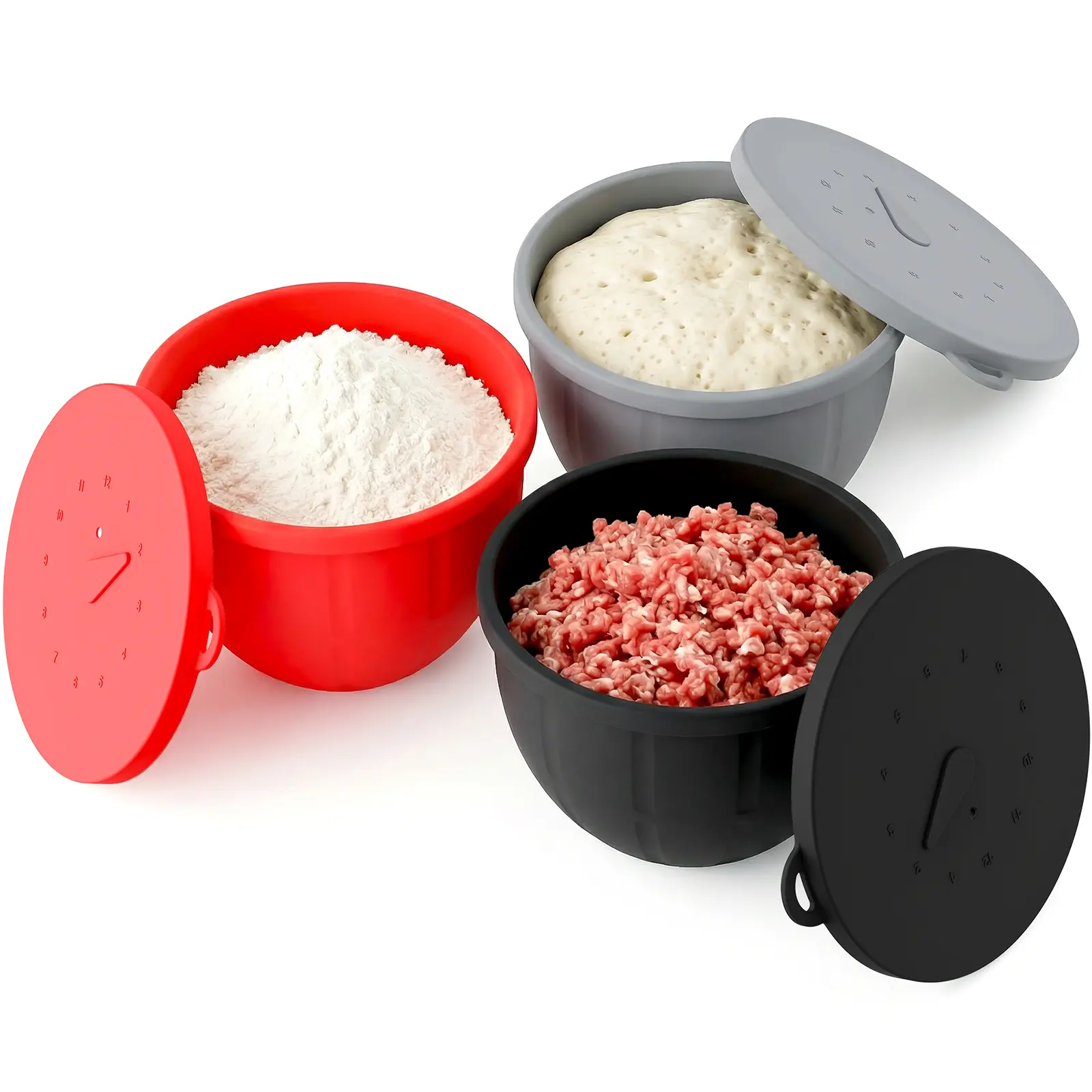 Red/Black/Gray 3-Pack with Lids
