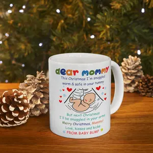 Tee Family Gifts -Dear Mommy Love Kisses and Kicks -White Mug 11oz -Christmas Gift For Mom Ceramic Classic