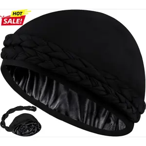 Vintage Satin Lined Turban for Women & Men - Silky Durag for Waves & Braids - Stylish Sleeping Bonnet & Sleep Cap for Ultimate Comfort & Hair Care