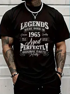 100% Cotton Legends Were Born In 1965 Year Of Birth Birthday T-Shirt Women's Men's Graphic Tee Crew Neck summer vacation Tops