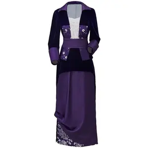 Titanic Rose DeWitt Bukater Cosplay Costume Titanic Dress Purple Rose Flying Costume Outfit for Women Adult