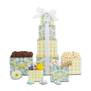 Sweet Sunshine Floral Gift Tower, Tropical-Themed Festive & Party Supply with Chocolate Treats
