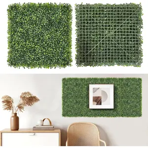 Artificial Grass Wall Panels, 24 count 20x20 inch Boxwood Hedge Wall Panels with 100 Zip Ties, Boxwood Backdrop for Outdoor Indoor Decorative Fences  Hedge